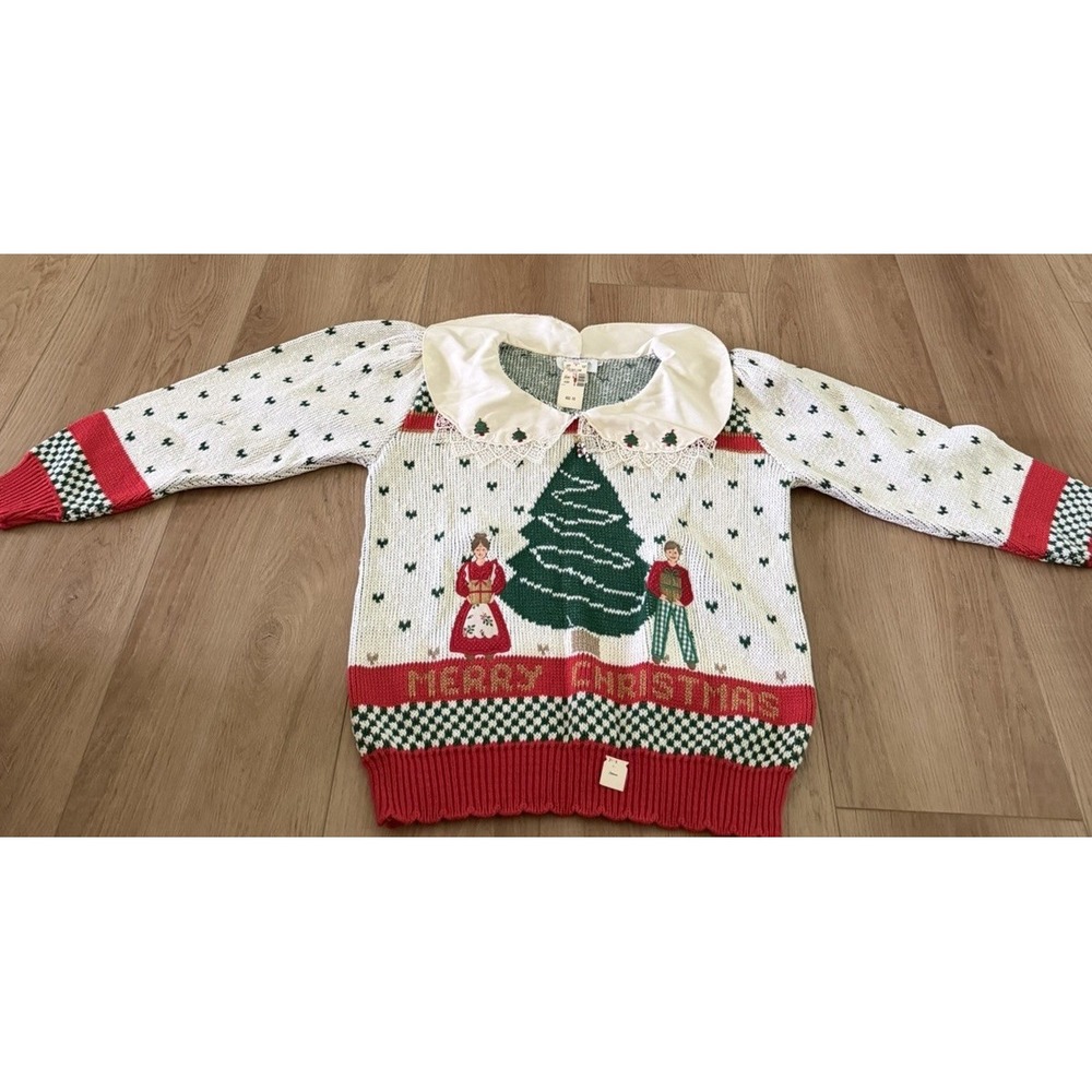 Vintage Sweater Loft New York Christmas Sweater Peter Pan Collar Size Medium NWT